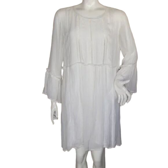 new LULU'S Dress, XL, White, Gauze, Bell sleeve, Viscose, Above knee - Picture 1 of 13